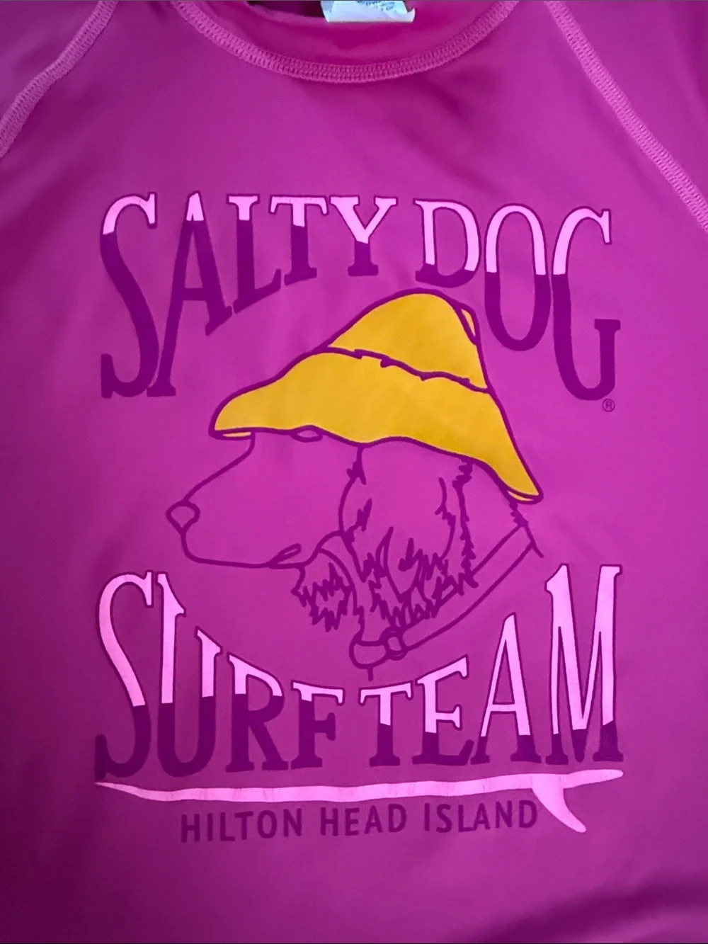 Salty Dog Surf Team Kids Rash Guard - Hot Pink